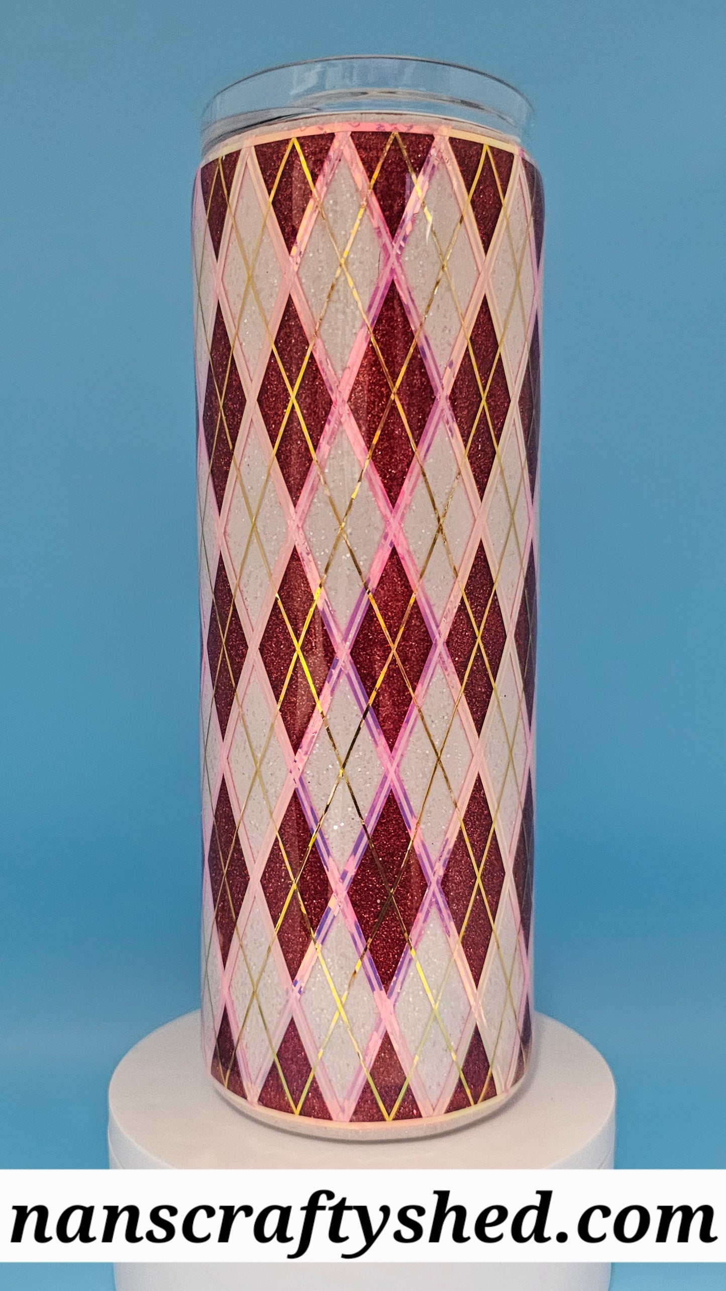 Red and White Argyle 20-ounce Tumbler