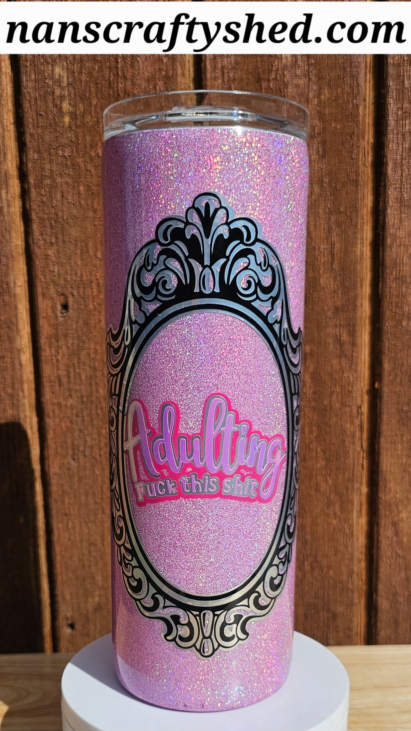 Adulting F**K this 20-ounce Glitter Tumbler