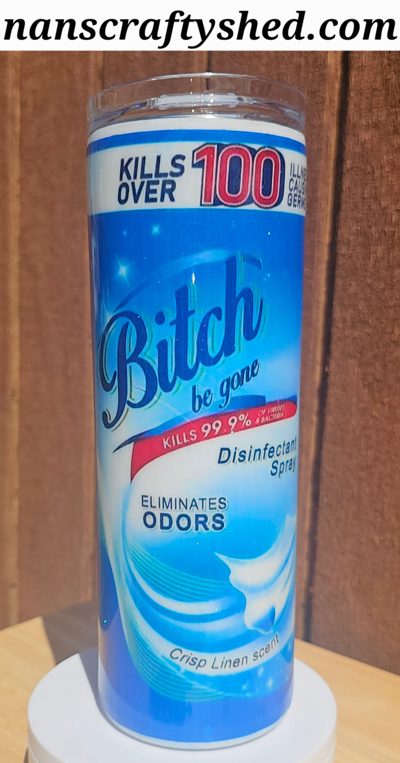 Blue B*tch Be Gone 20-ounze Glitter Tumbler