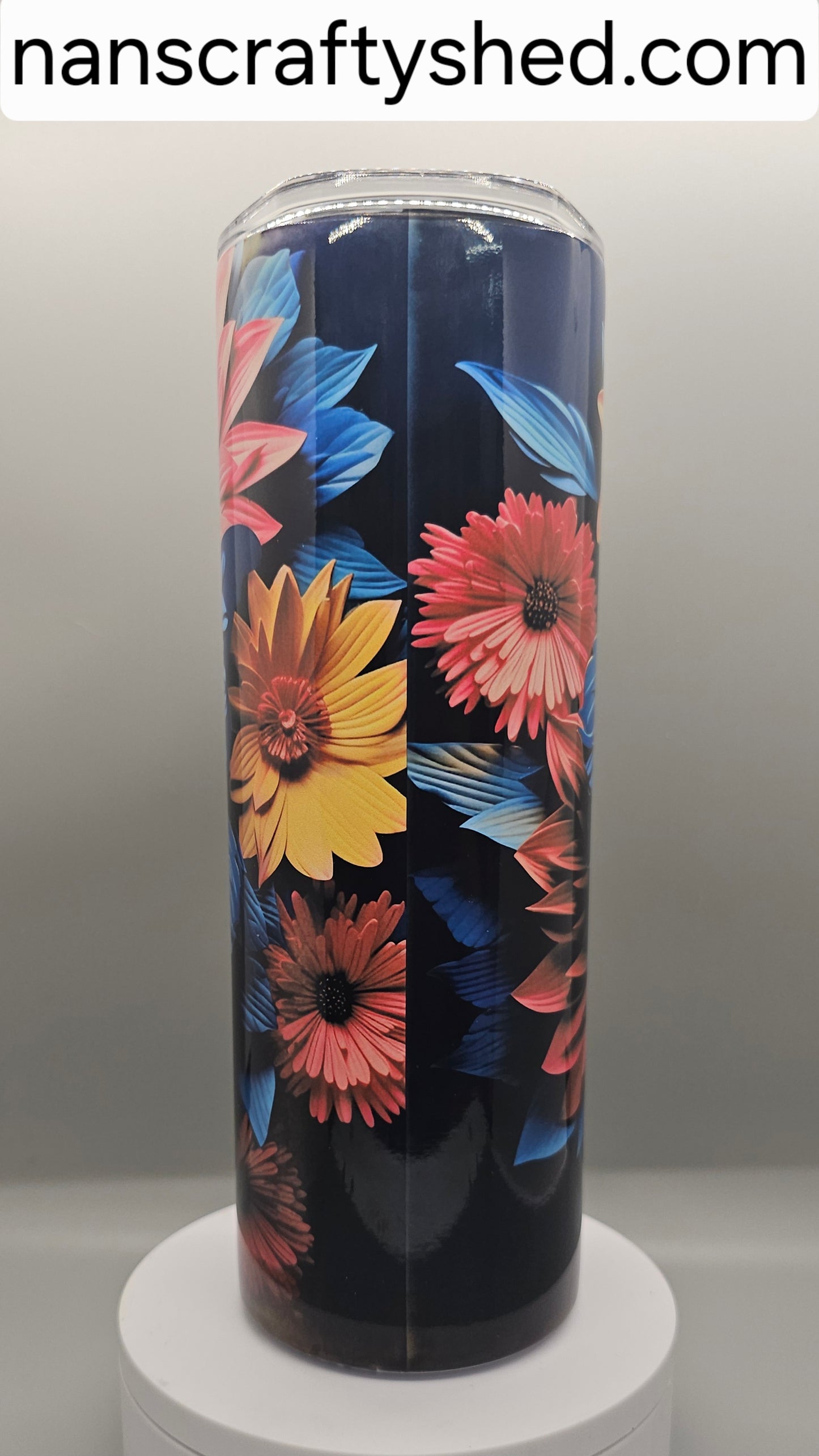 Neon Blue Butterfly 20-ounce Tumbler