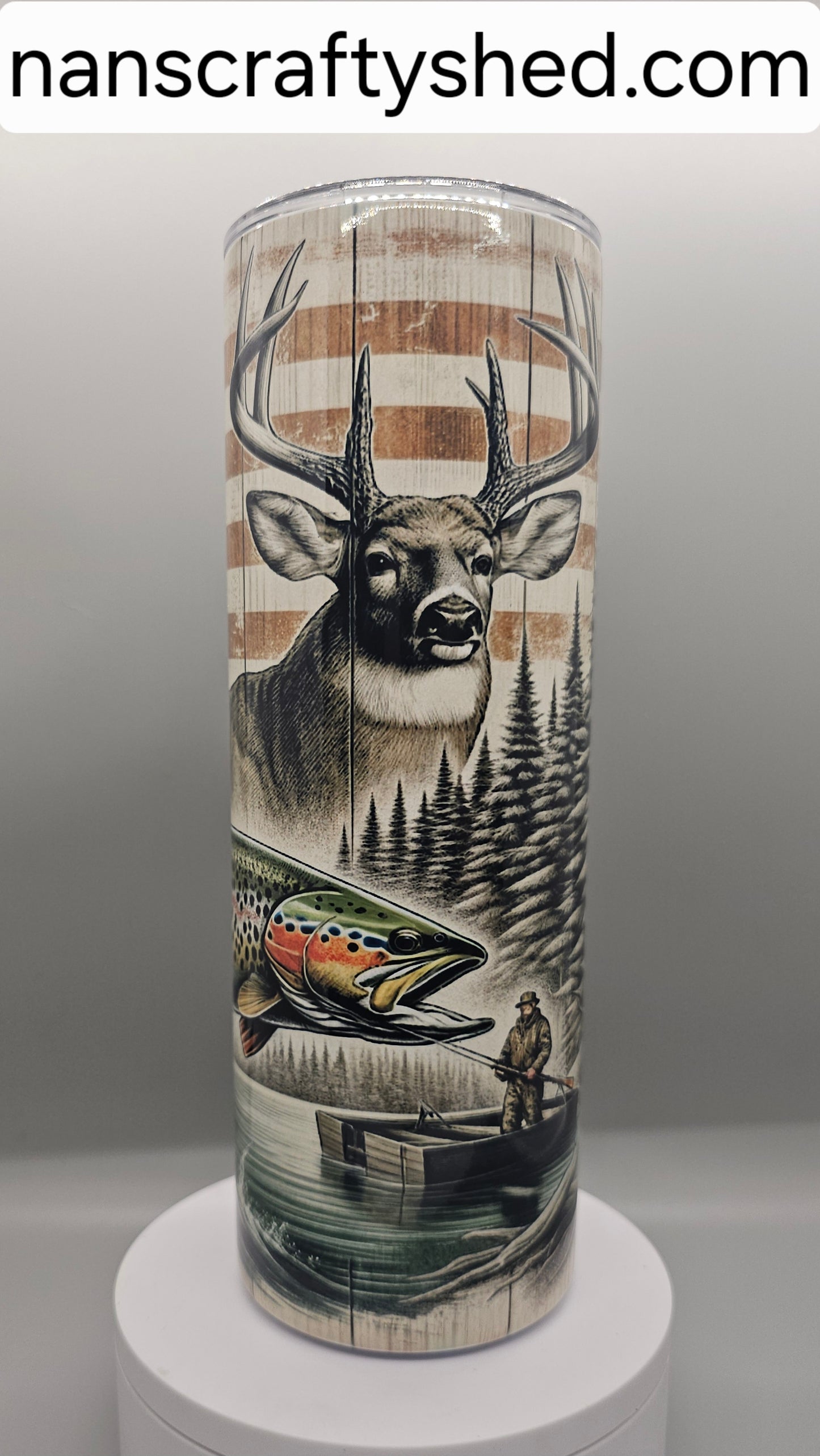 Deer, Trout, and Fishing boat 20-ounce Tumbler