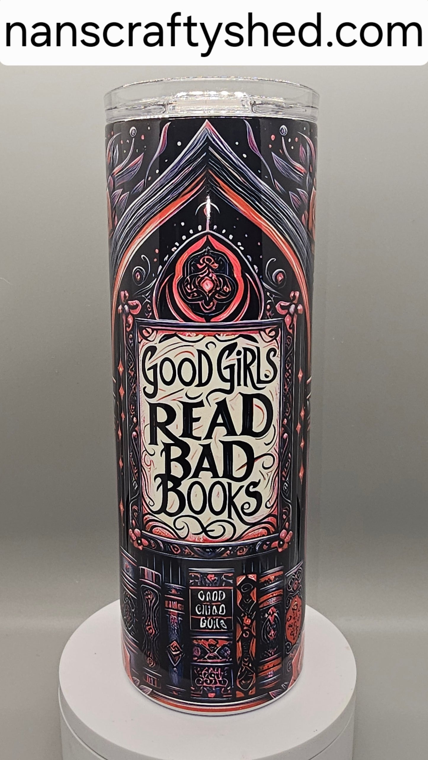 Good Girls Read Bad Books Red and Black 20-ounce Tumbler