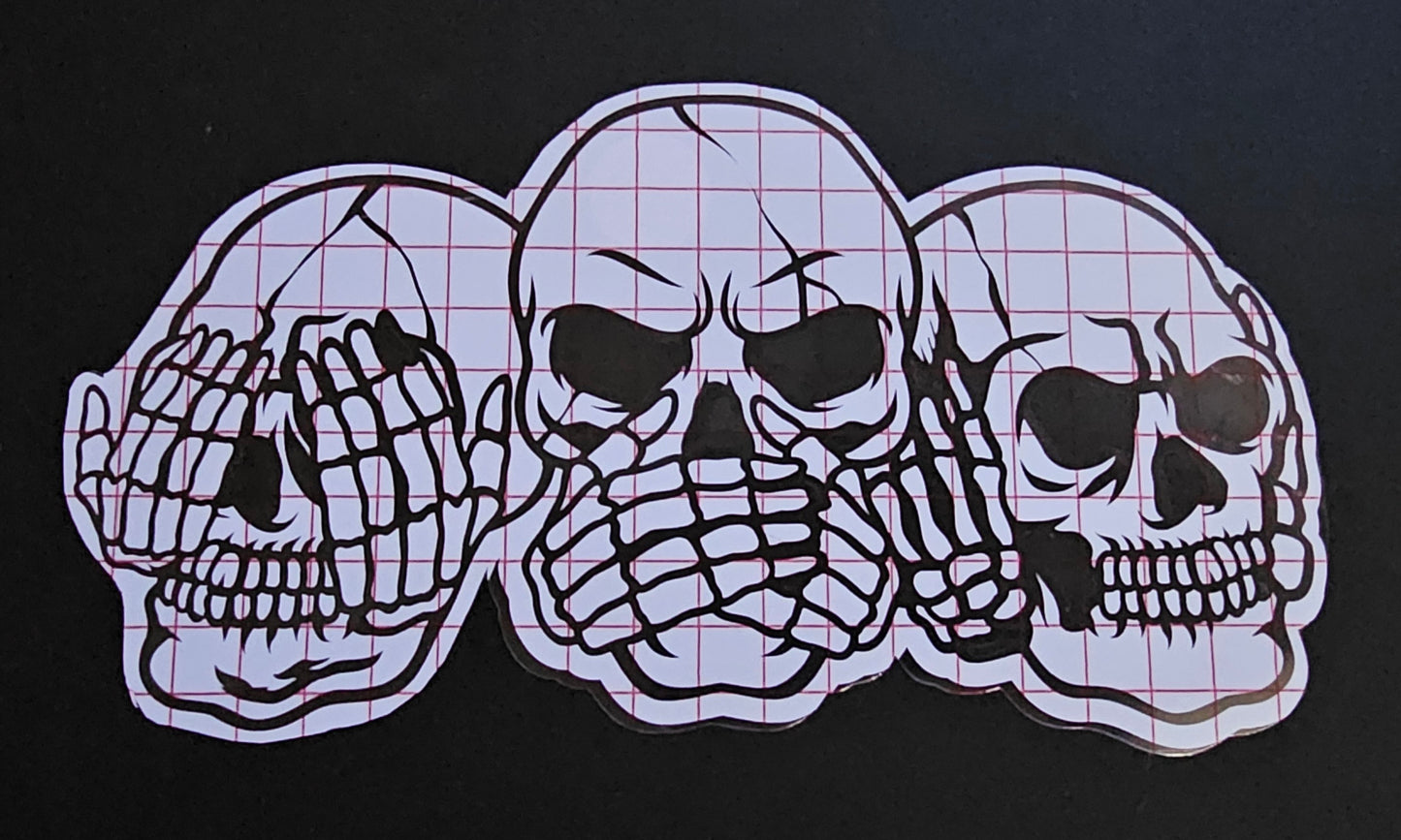 Skulls - See No, Speak No, Hear No Decal