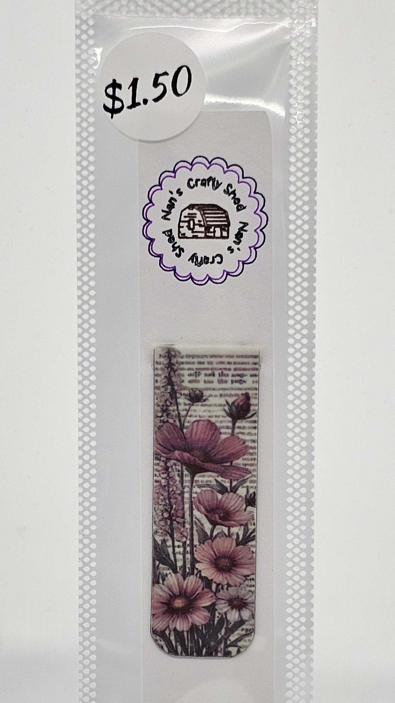 Pink Flowers on a Page Magnetic Bookmark
