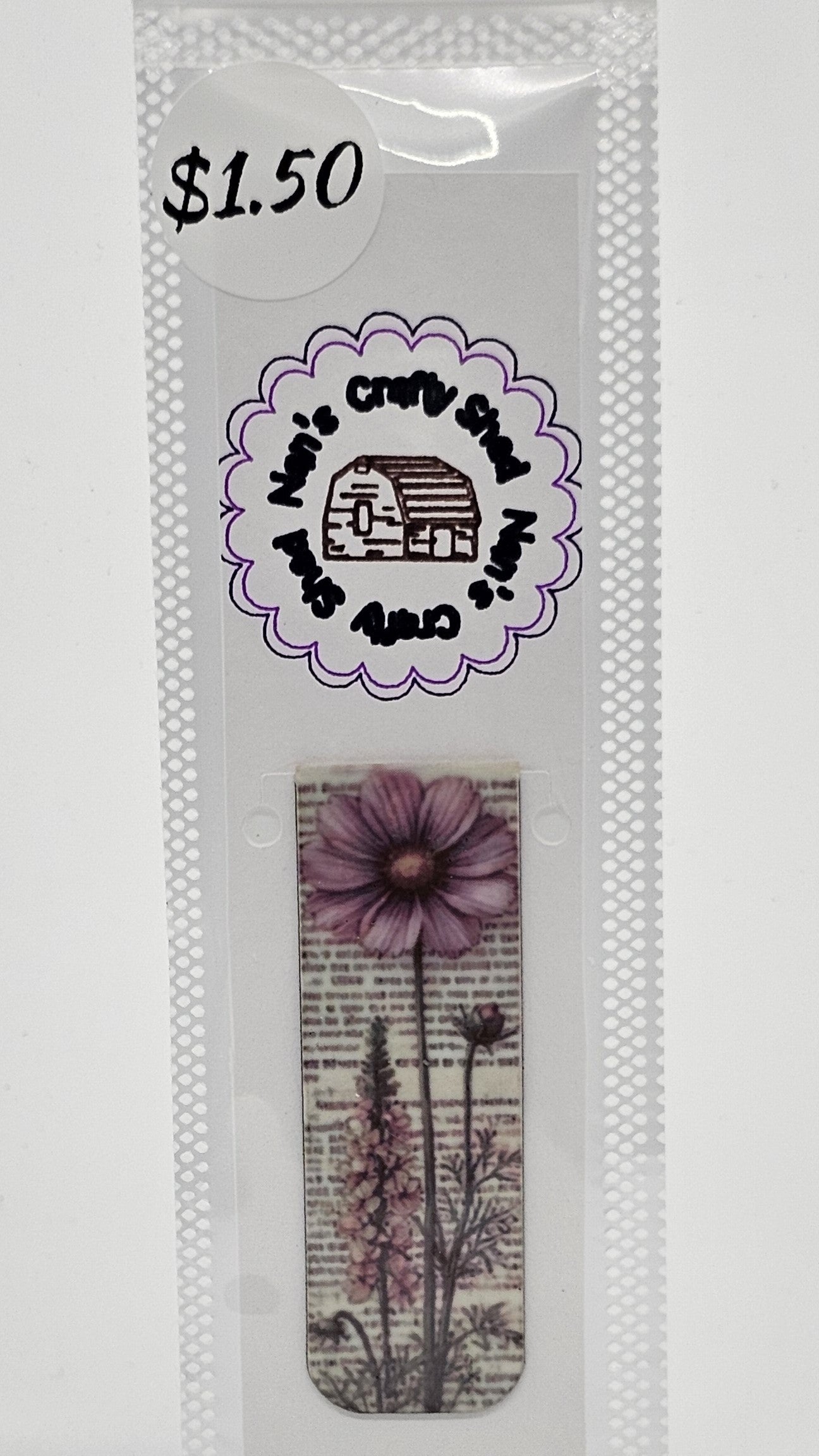 Pink Flower on a Page Magnetic Bookmark