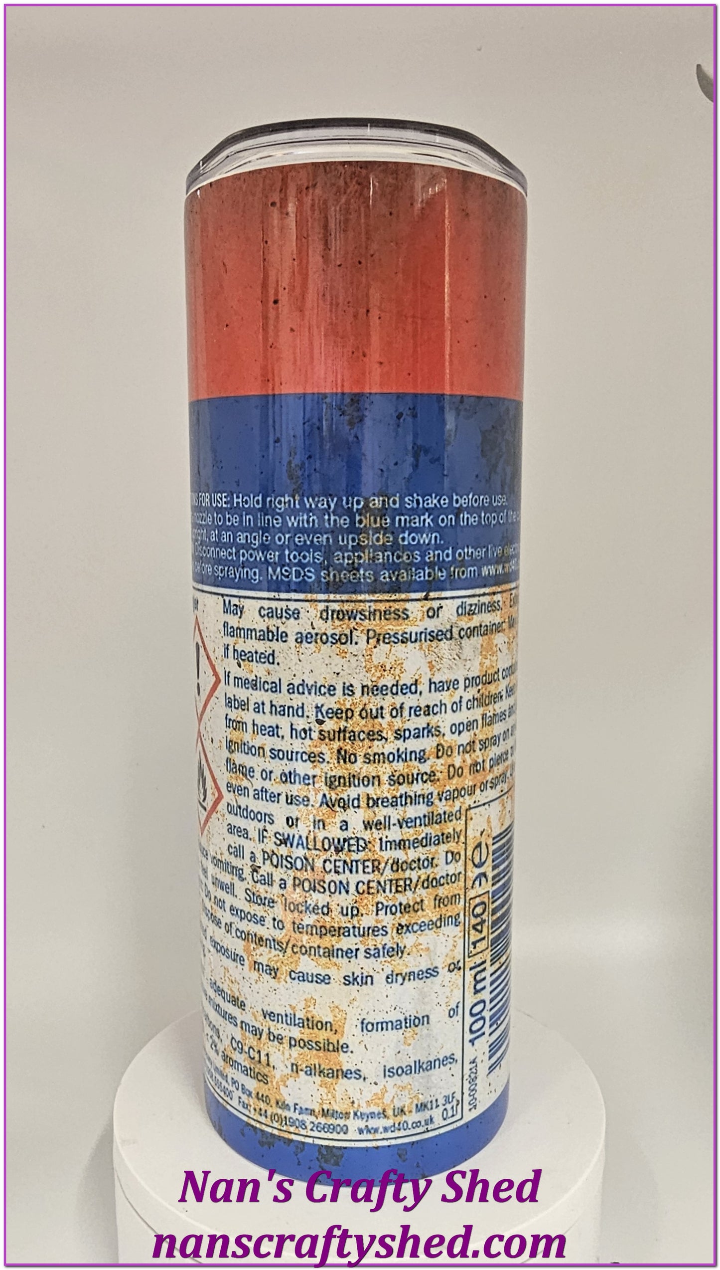WD-40 White background 20-ounce tumbler