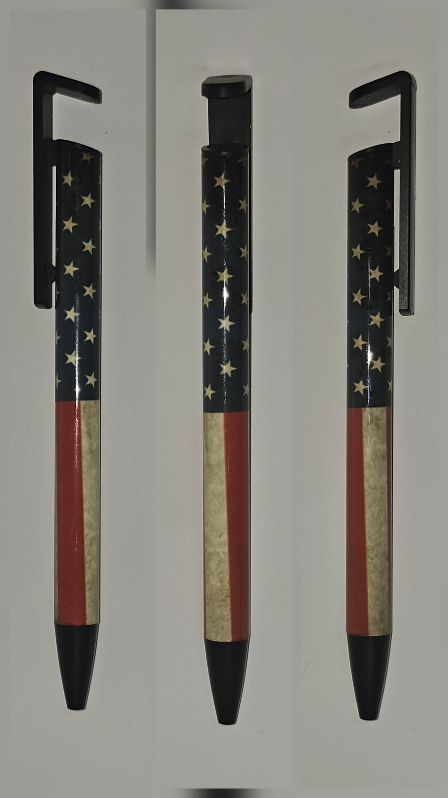 Patriotic pen + phone stand