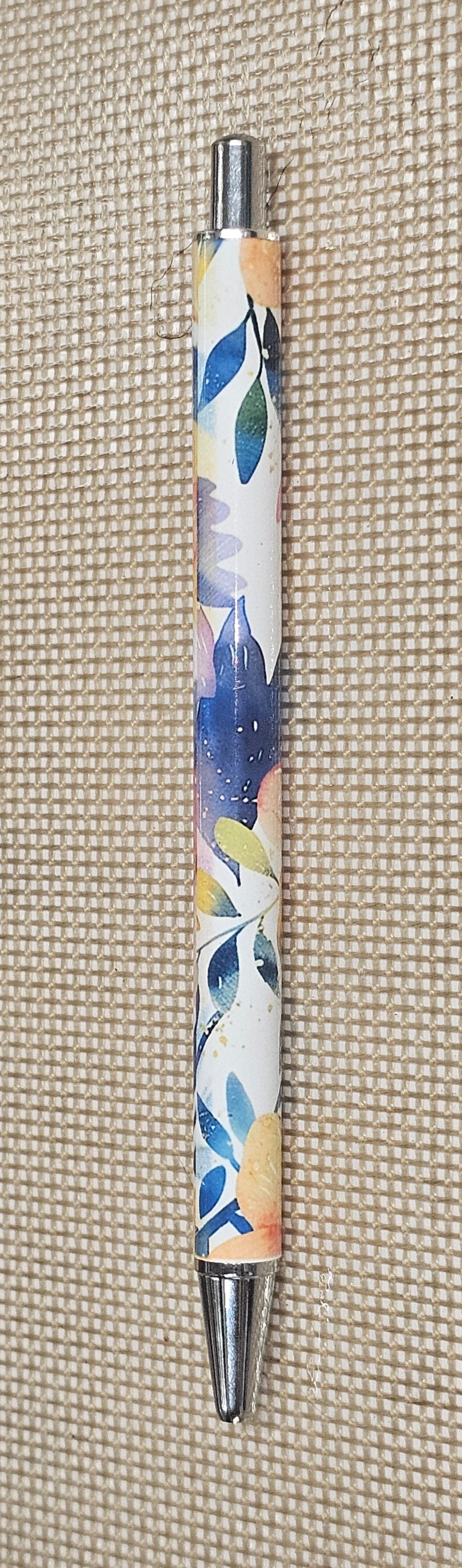 Peach and Blue Floral Pen