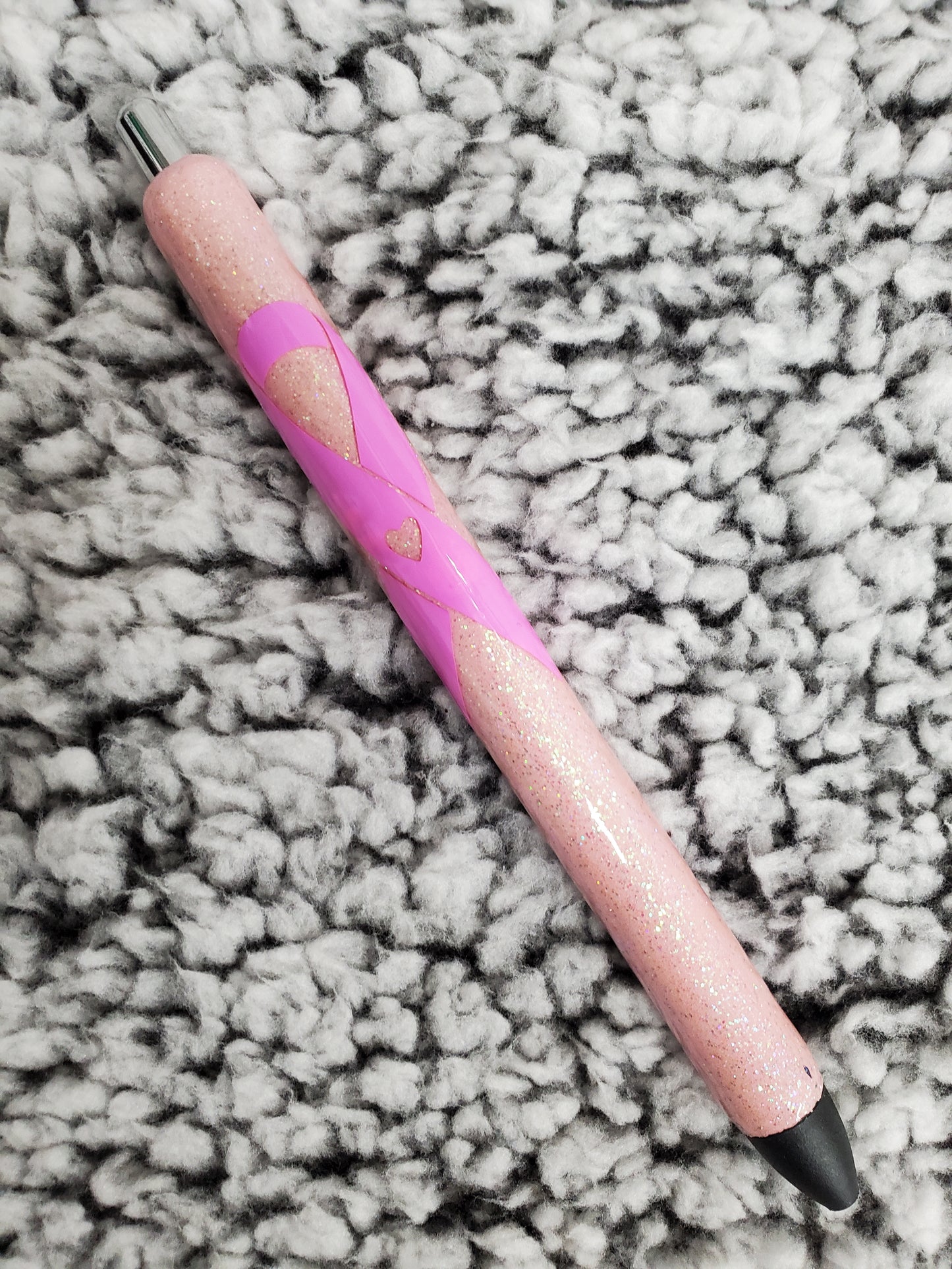 Pink Ribbon Glitter Pen - Refillable gel