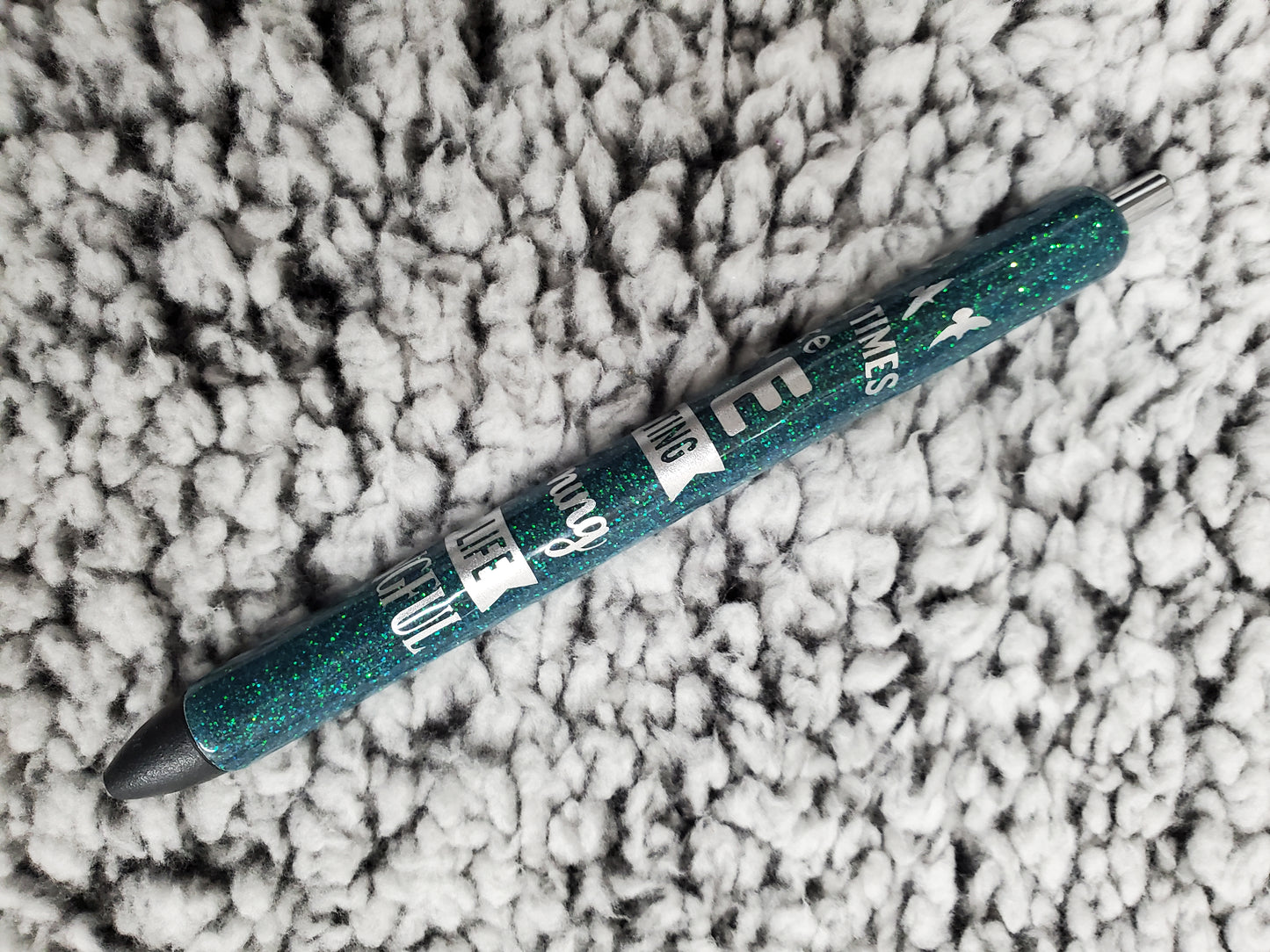 Green Glitter Pen inspirational - Refillable gel.