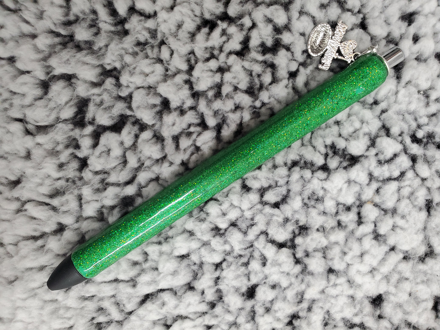 Football Field Glitter Pen with Charm - Refillable gel