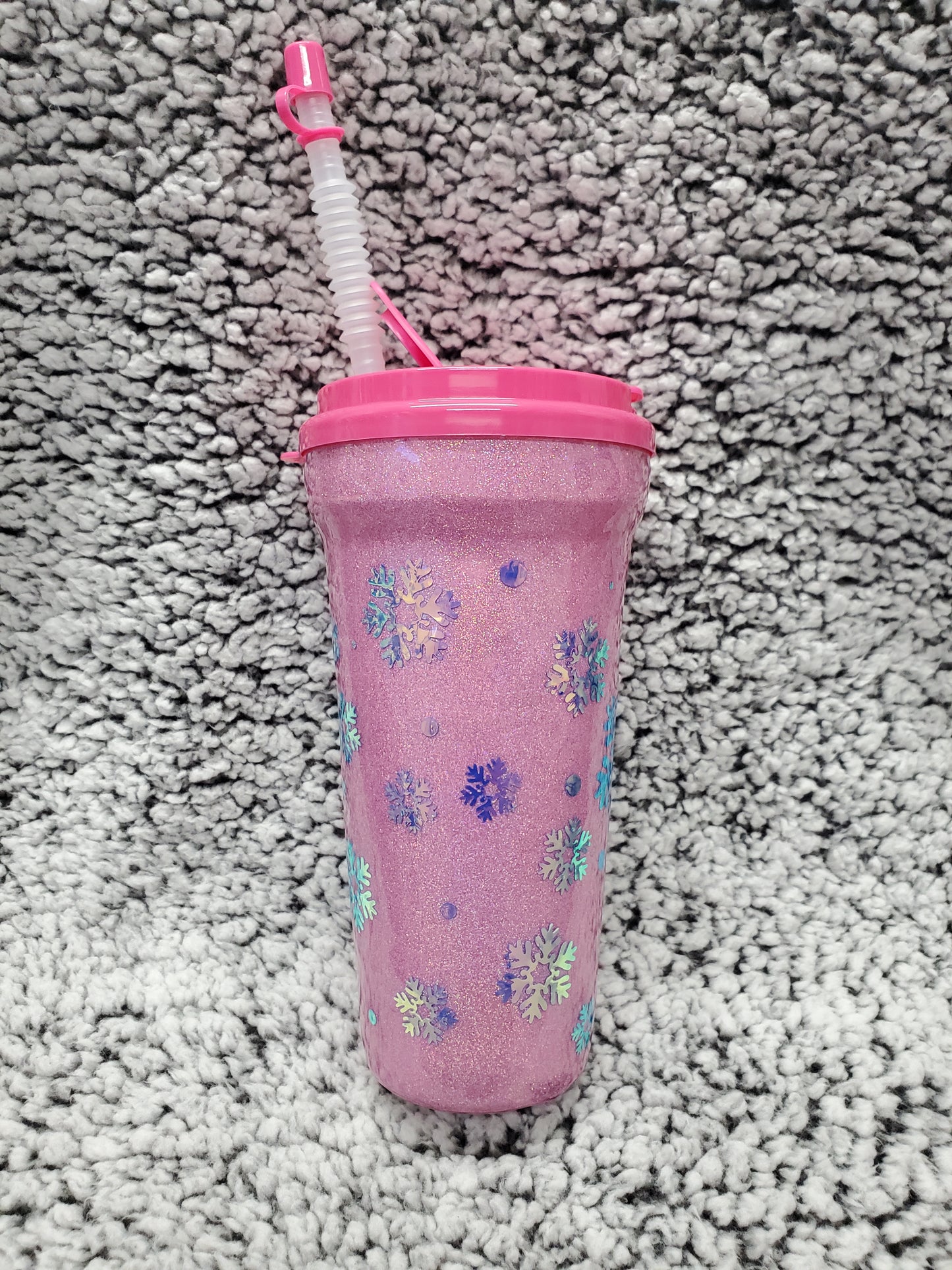 Pink Hello Winter Glitter Tumbler