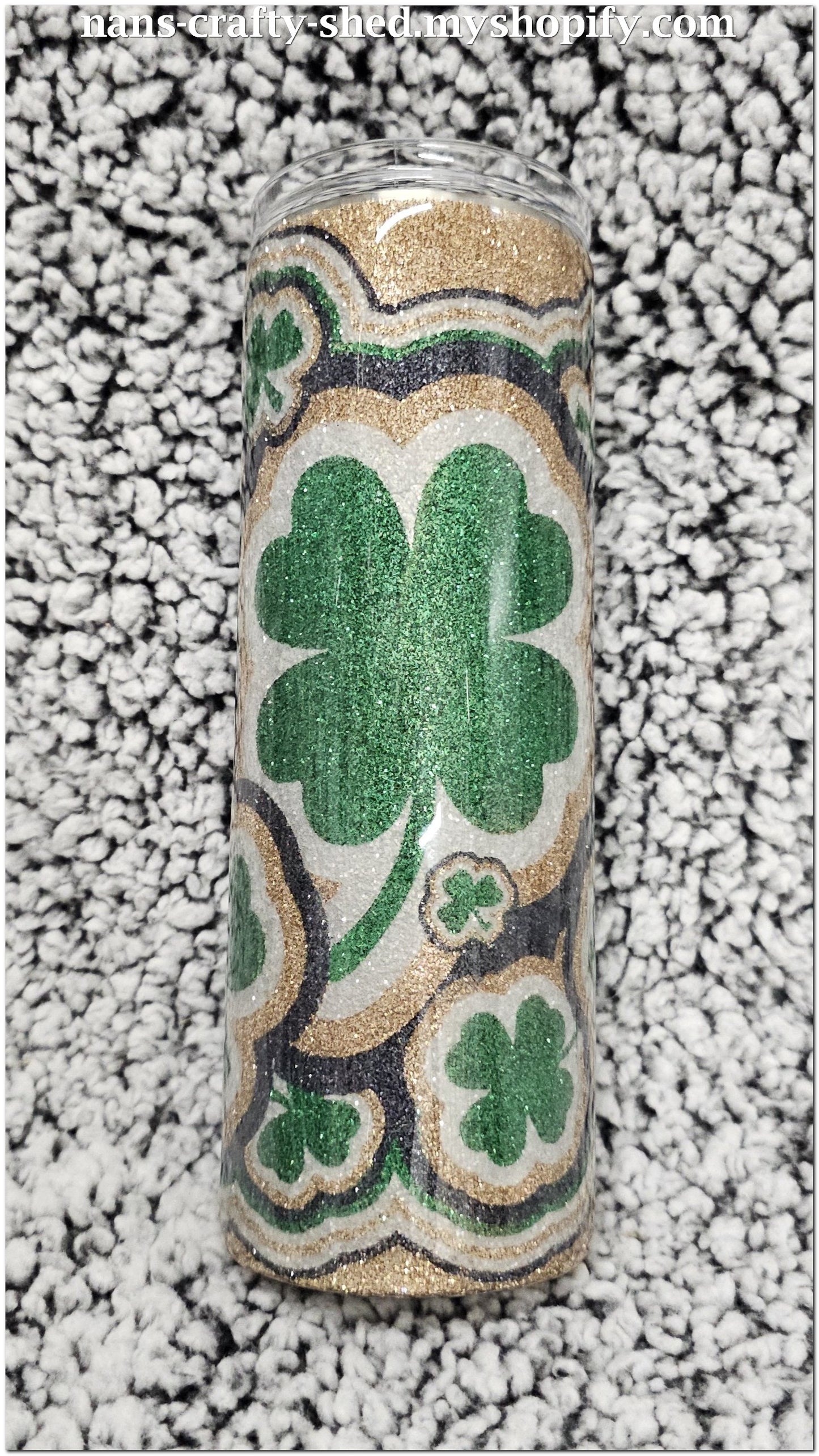 Shamrock Burst 20-ounce Glitter Tumbler