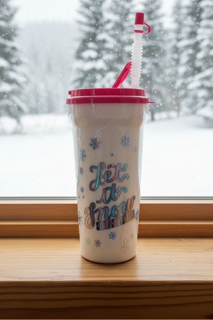 Let it Snow Somewhere Else Plastic Glitter Tumbler