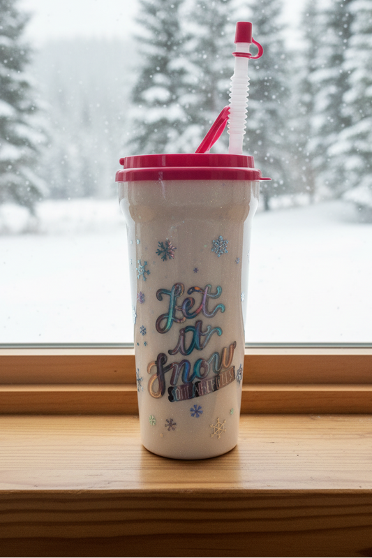 Let it Snow Somewhere Else Plastic Glitter Tumbler