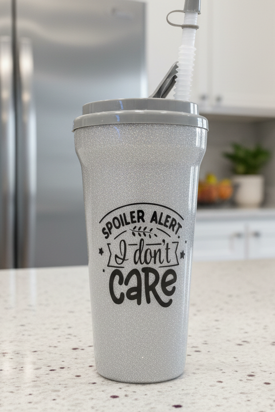 Spoiler Alert Plastic Glitter Tumbler