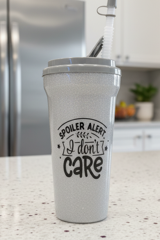Spoiler Alert Plastic Glitter Tumbler