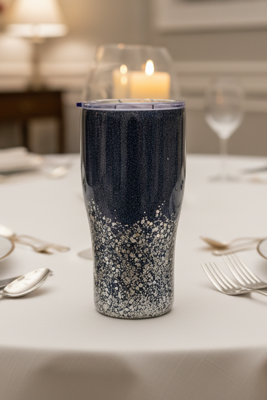 Black Holographic 20-ounce Tumbler with Sparkle Bottom