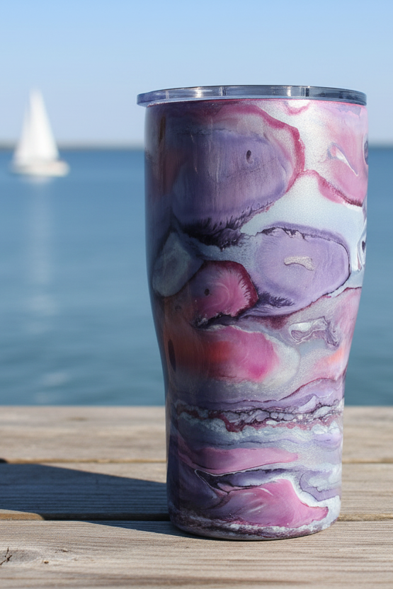 Purple, Pink and Silver Swirl 20-ounce Tumbler