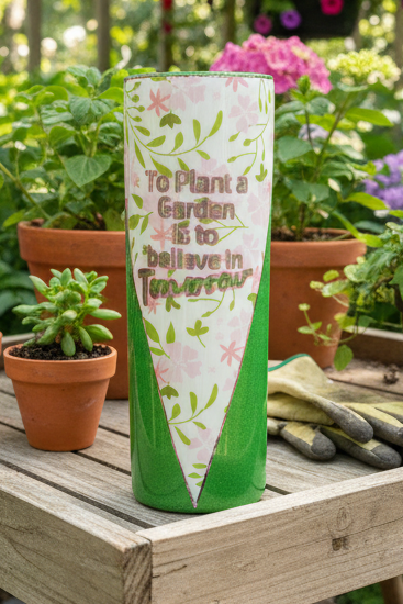 Plant a Garden 20-ounce Glitter Tumbler
