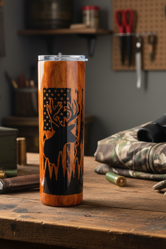 Woodgrain Deer Tumbler