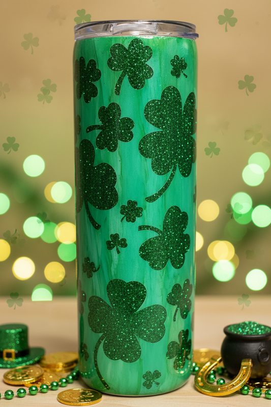 Shamrock 20-ounce Glitter Tumbler
