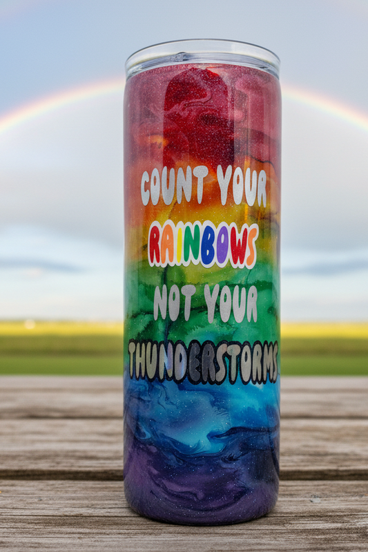 Count Your Rainbows 20-ounce Glitter Tumbler
