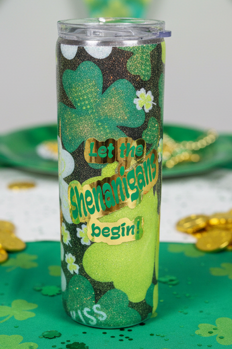 Let the Shenanigans begin 20-ounce Glitter Tumbler