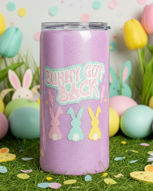 Bunny got Back with Gnomes 15-ounce Glitter Tumbler