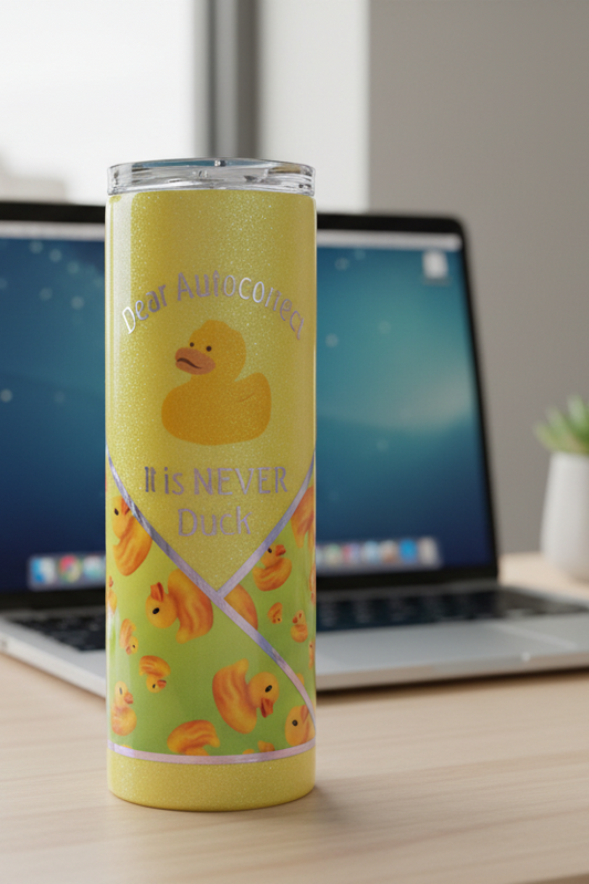 20-ounce Dear Autocorrect Glitter Tumbler