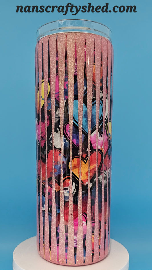 Heart "Mindbender" with Pink Glitter 20-ounce Tumbler