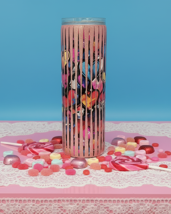 Heart "Mindbender" with Pink Glitter 20-ounce Tumbler