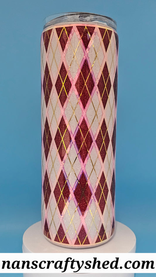 Red and White Argyle 20-ounce Tumbler
