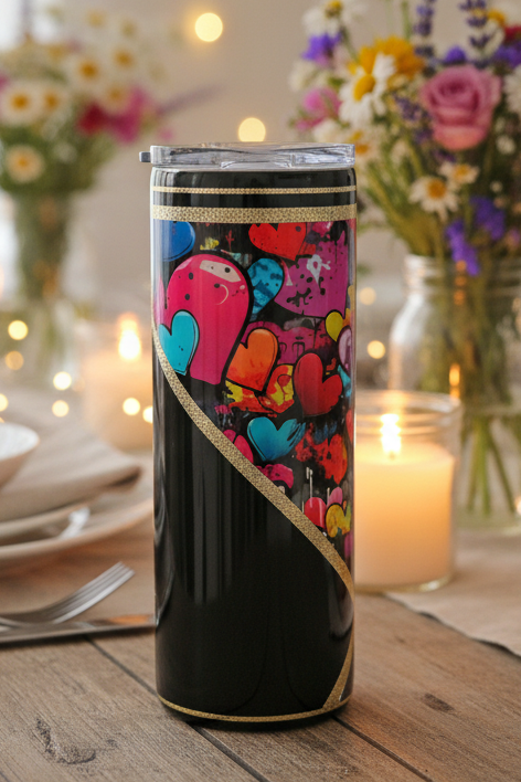 Black with Graffiti Hearts