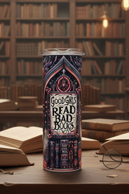 Good Girls Read Bad Books Red and Black 20-ounce Tumbler