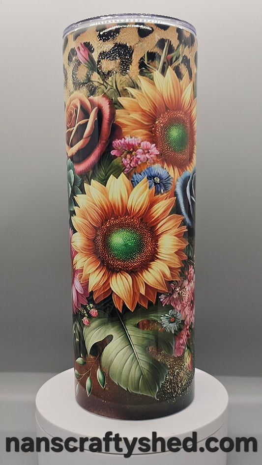 Flowers and Cheetah Print 20-ounce Tumbler