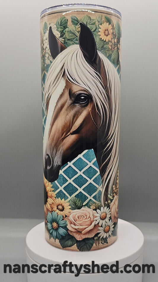 Horse framed in flowers 20-ounce Tumbler