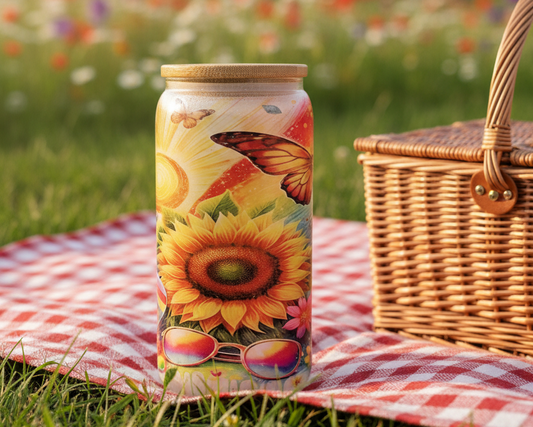 Sunflowers in the Summer Glass Tumbler