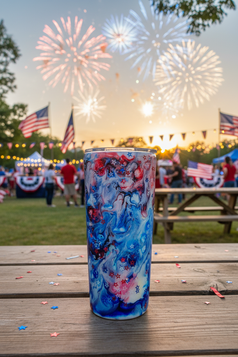 Red, White and Blue Swirls Tumbler 22oz