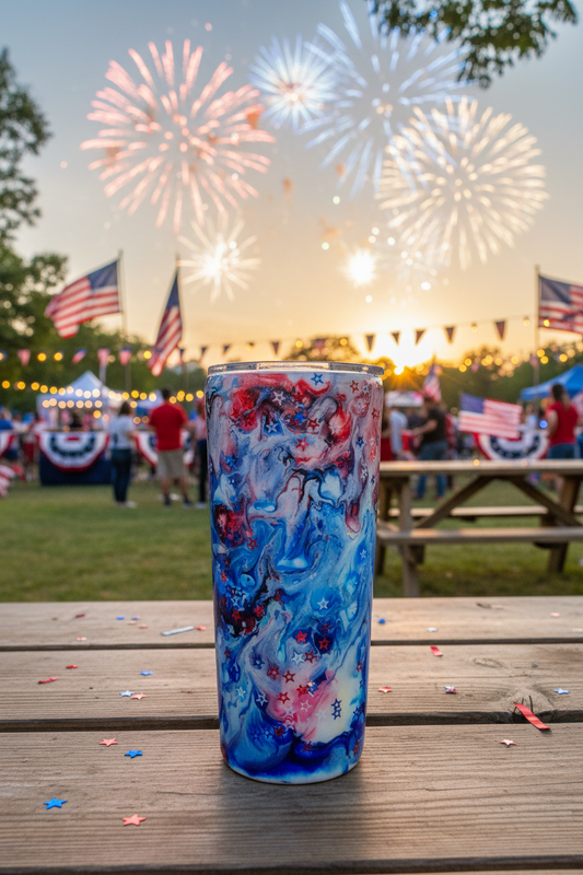 Red, White and Blue Swirls Tumbler 22oz