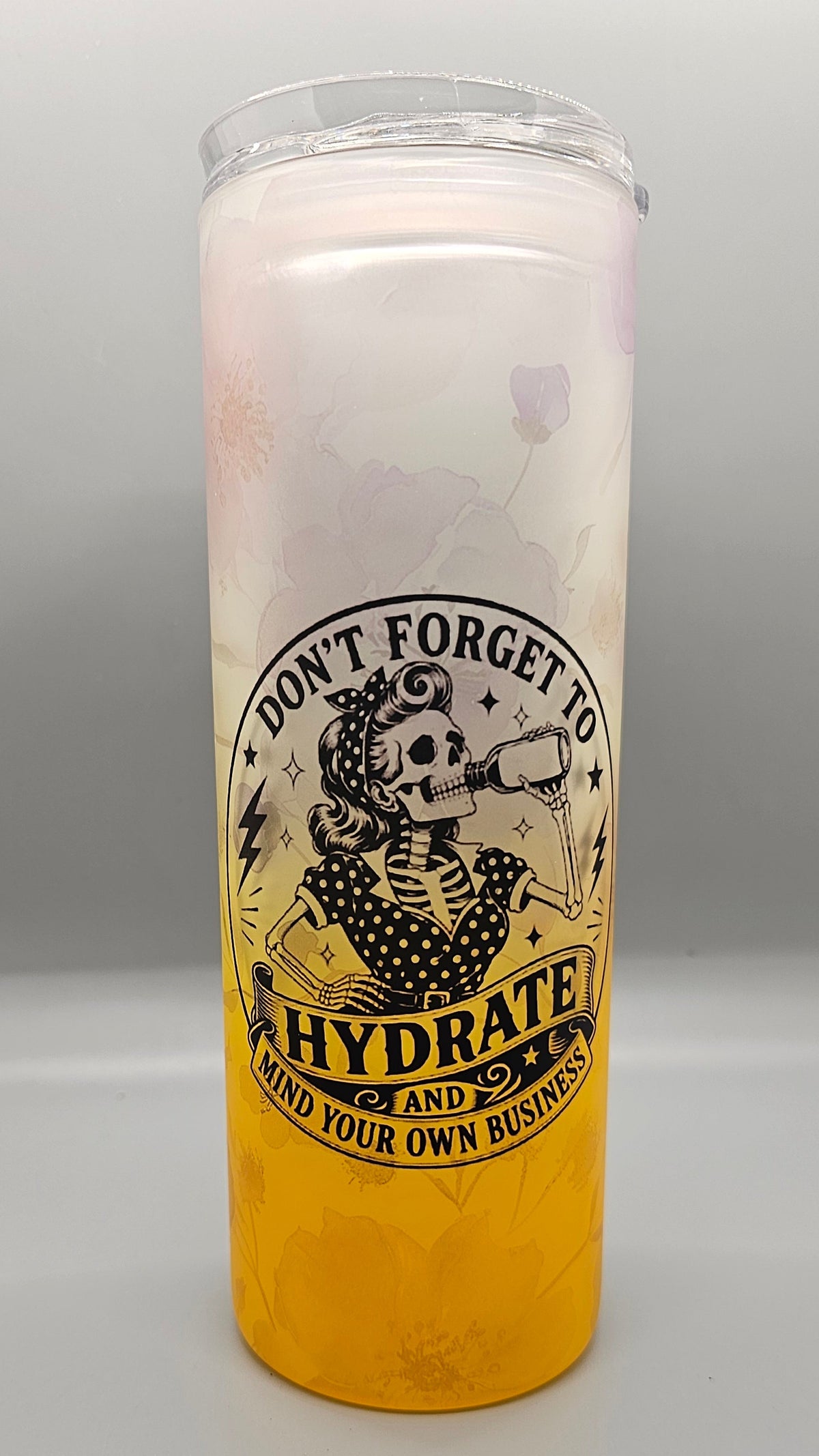 Yellow "Don't Forget to Hydrate" Glass Tumbler