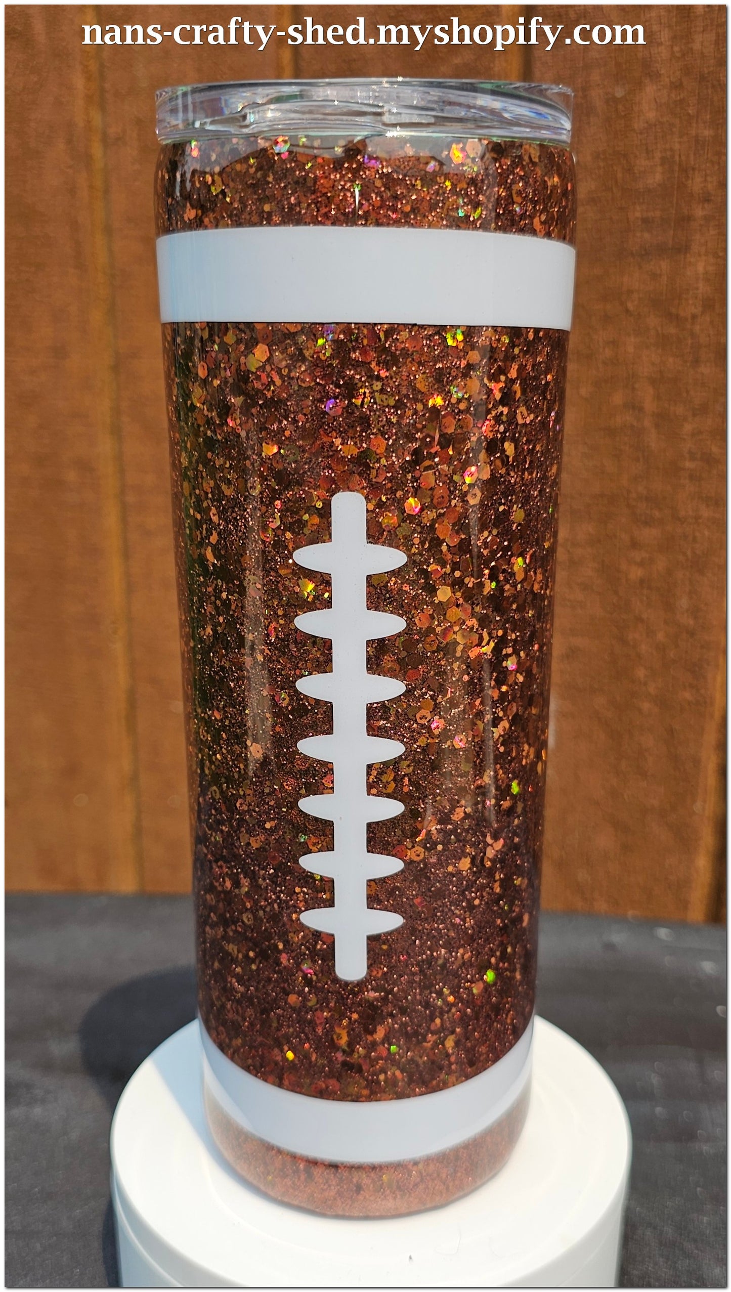 Football 20-ounce Glitter Tumbler