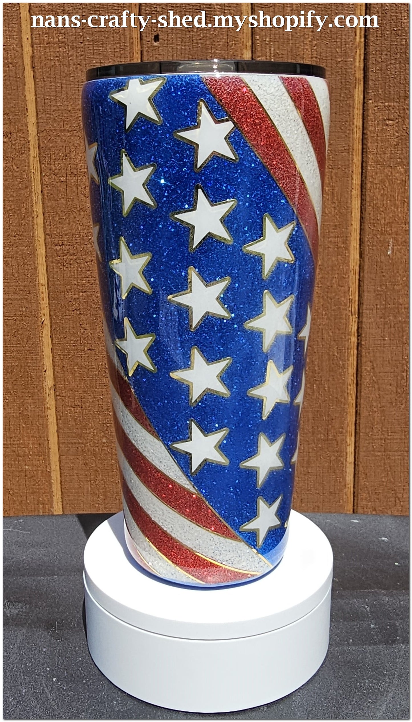 32 Ounce American Flag Swirl Glitter Tumbler