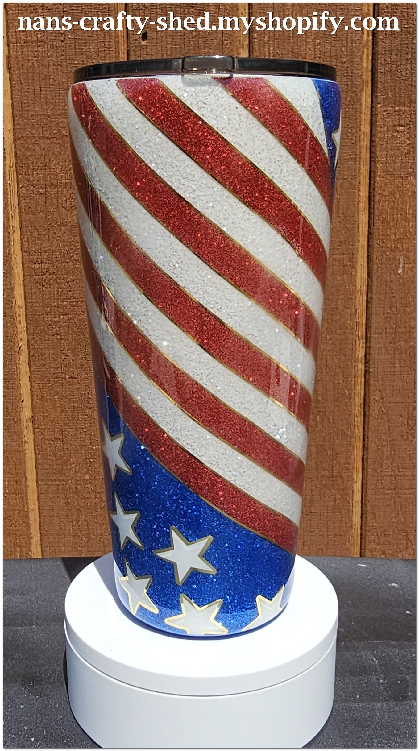 32 Ounce American Flag Swirl Glitter Tumbler