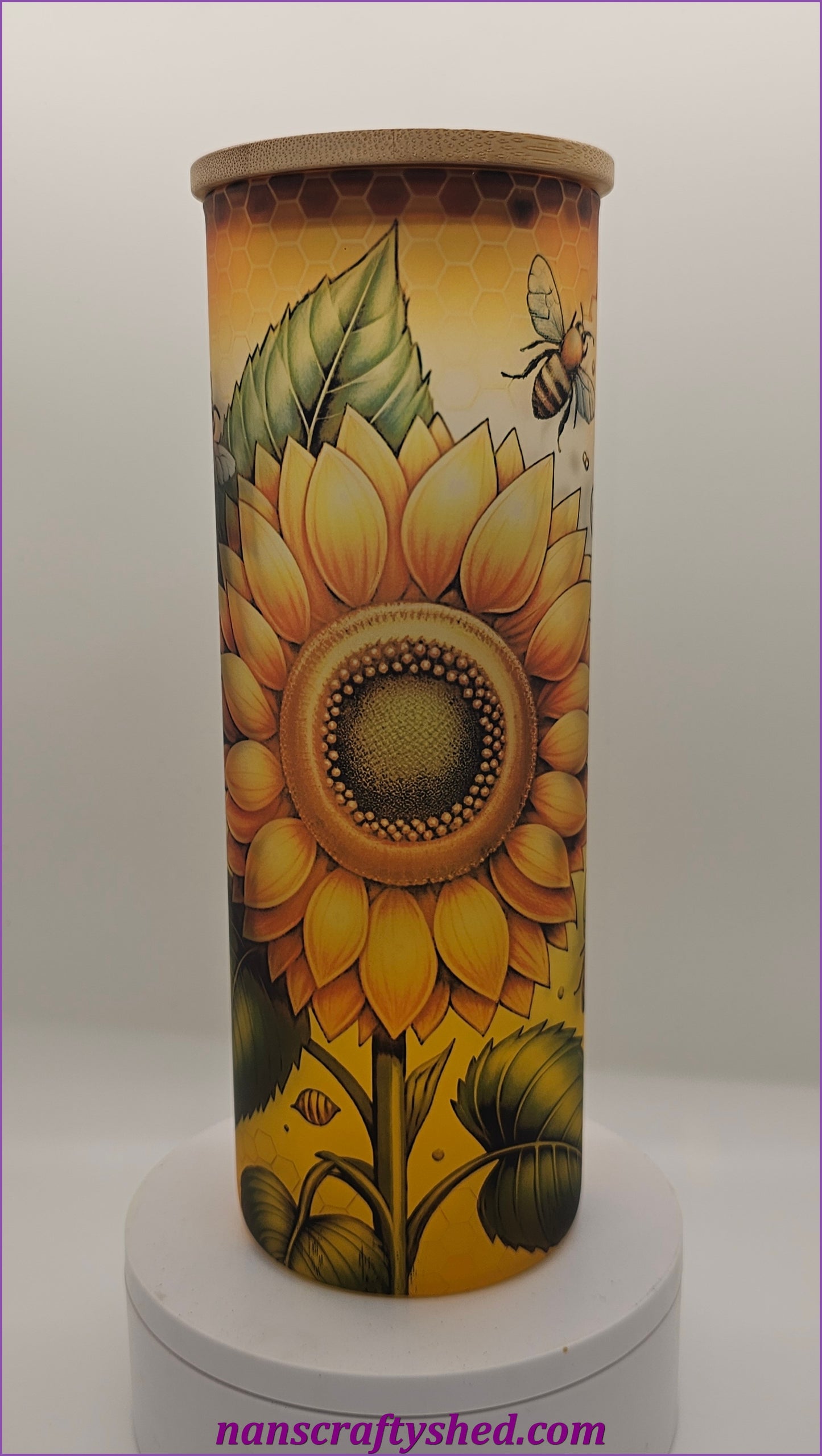 Bee Happy Glass Tumbler 20oz