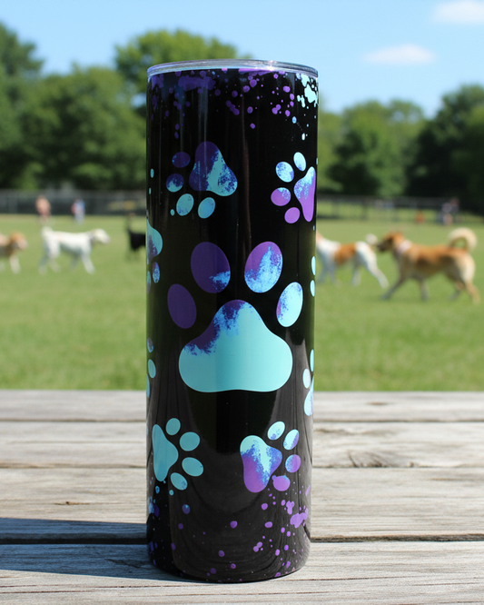 Blue and Purple Paws 20-ounce Tumbler