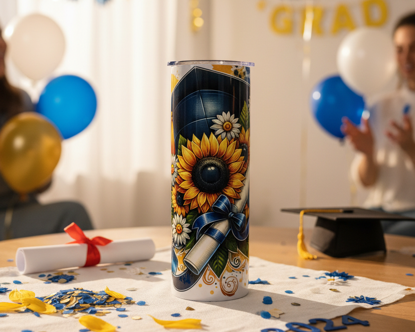 Blue and Yellow Graduation 20oz. Tumbler
