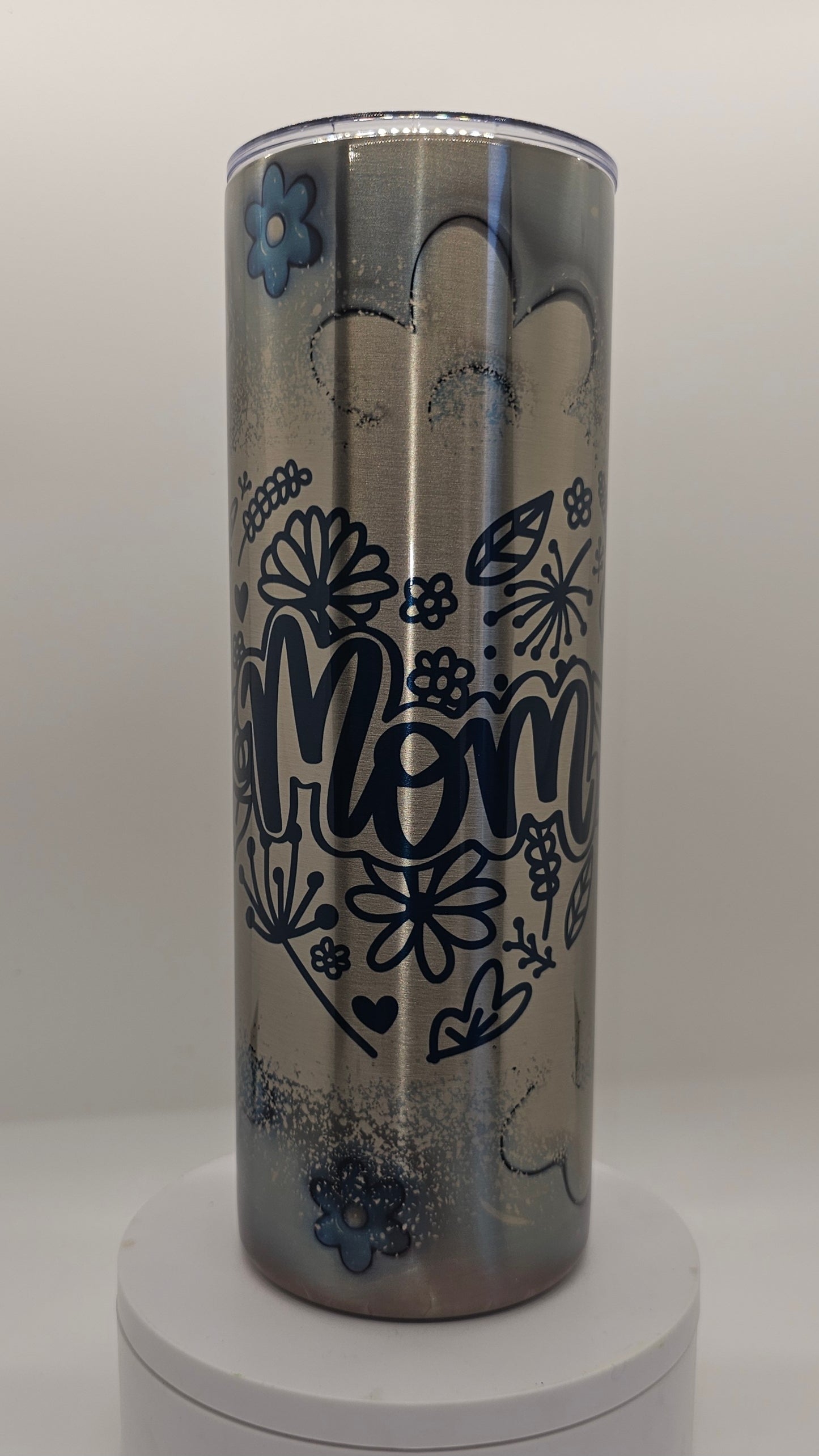 Mom Heart with Blue flowers