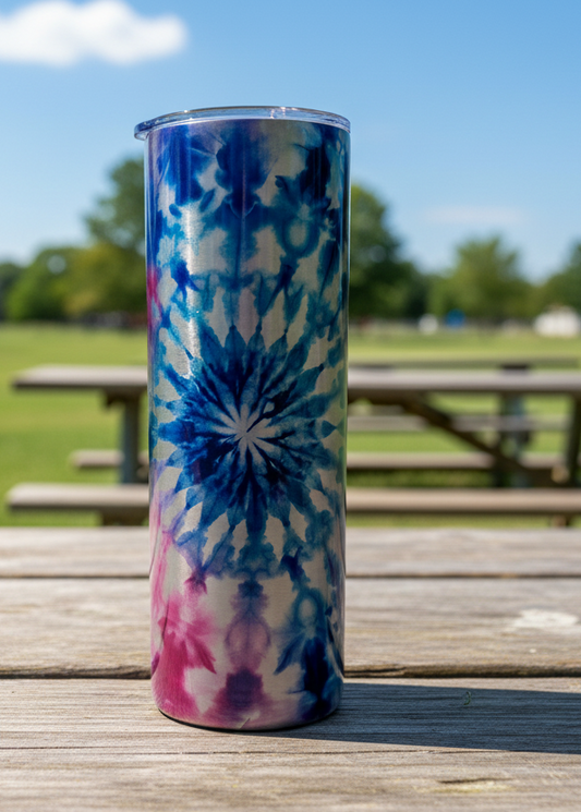 Tie-dye Pink, Blue and Purple 20oz. Tumbler