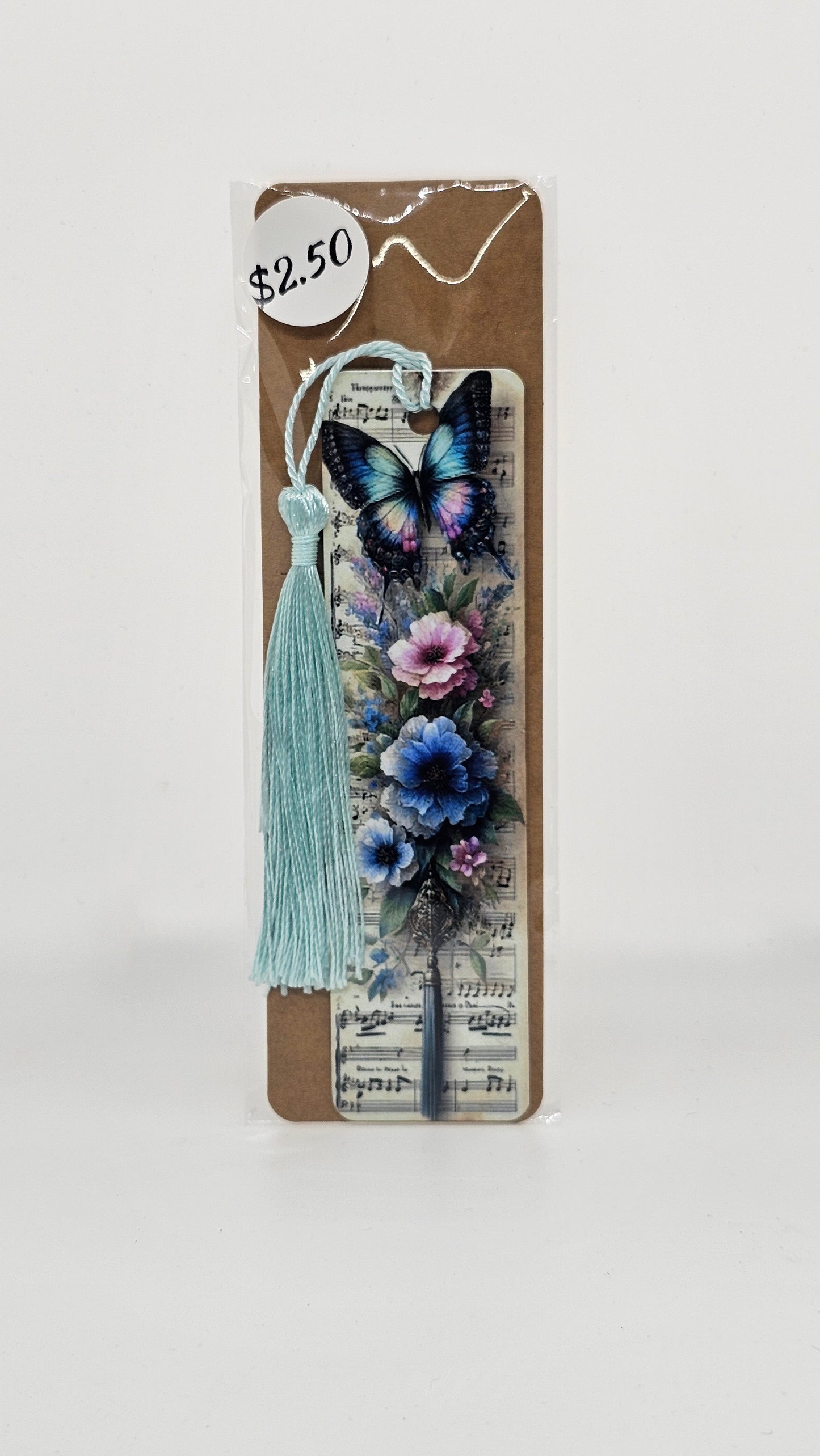 Butterfly with Flowers and Music Notes Bookmark